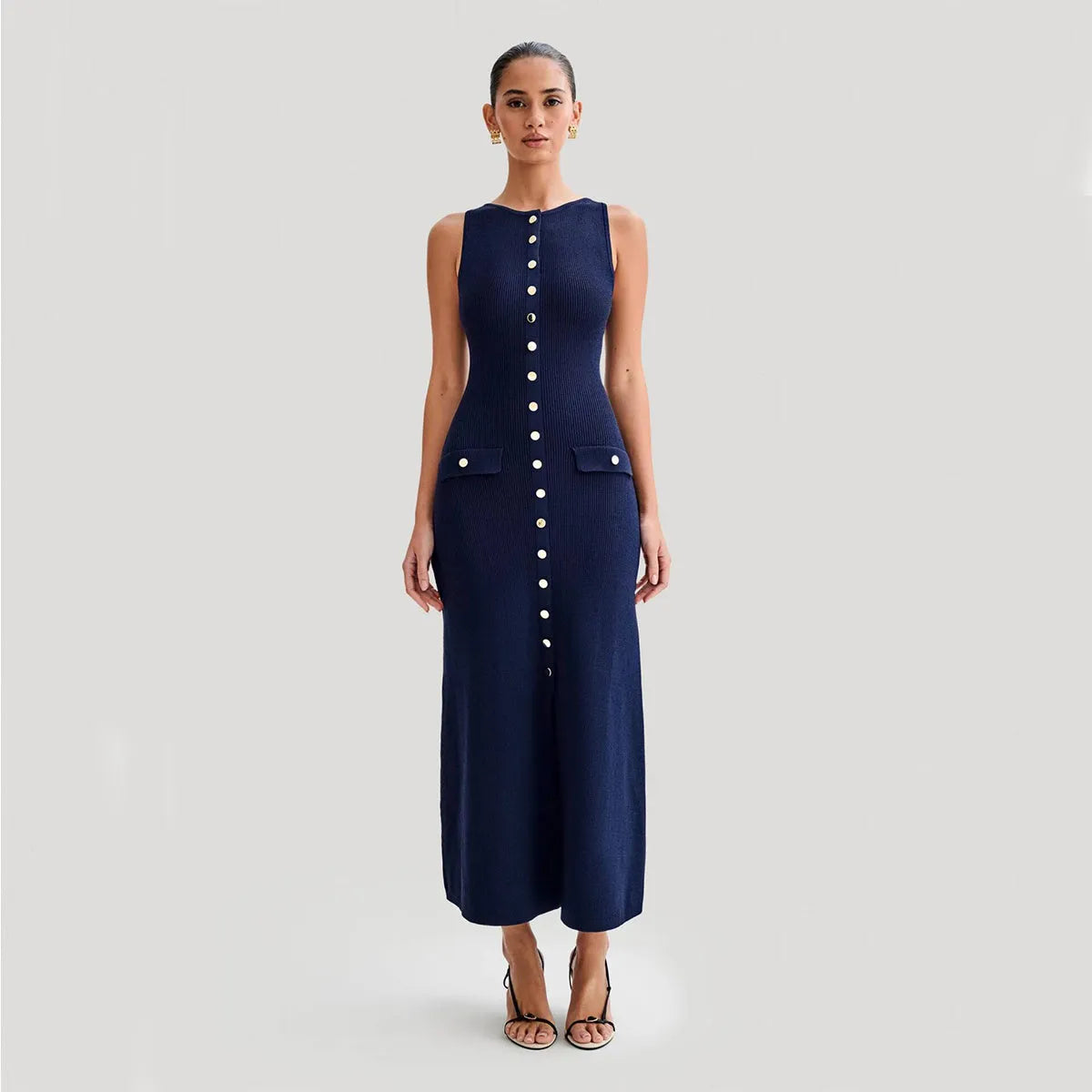 Elegant Simple Knitted Sleeveless Dress - Bellarte Enchanté Elegant Simple Knitted Sleeveless Dress